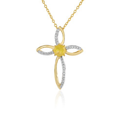 Collier en argent et Saphir jaune de Madagascar