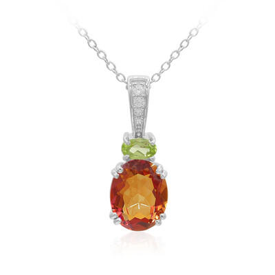 Collier en argent et Quartz mystique rouge du soir