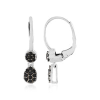 Boucles d'oreilles en argent et Spinelle noir
