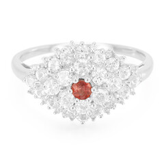 Bague en argent et Rubis rouge du soir