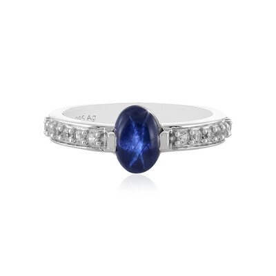 Bague en argent et Saphir étoilé bleu