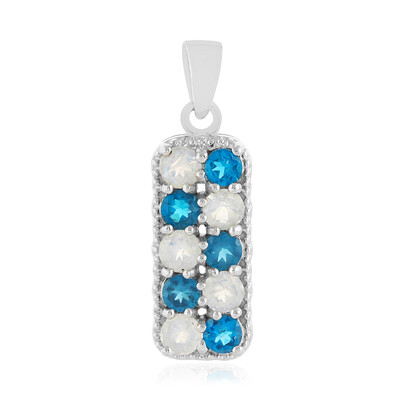 Pendentif en argent et Apatite bleu néon