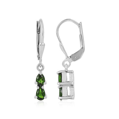 Boucles d'oreilles en argent et Diopside de Russie