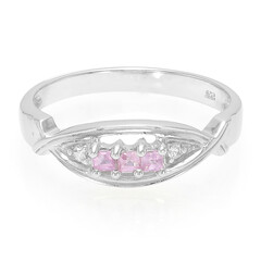 Bague en argent et Saphir rose de Ceylan