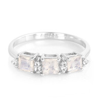 Bague en argent et Pierre de Lune arc-en-ciel
