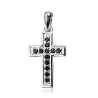 Pendentif en argent et Diamant noir