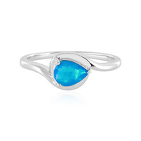 Bague en argent et Opale bleue d'Éthiopie