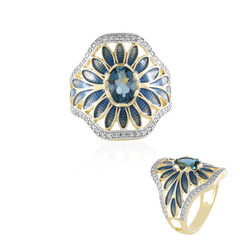 Bague en argent et Topaze bleu de Londres (Adela Silber)