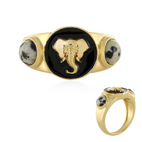 Bague en argent et Jaspe Dalmatien