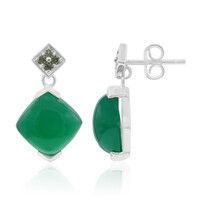 Boucles d'oreilles en argent et Calcédoine verte