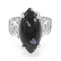 Bague en argent et Obsidienne Flocon-de-Neige