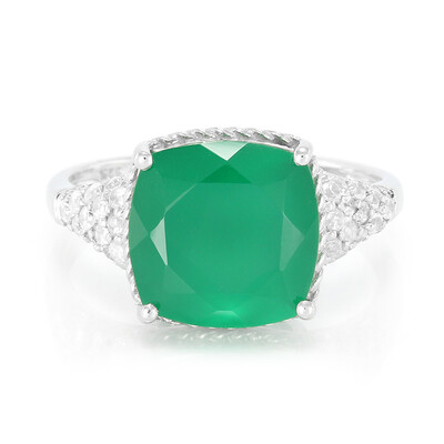 Bague en argent et Calcédoine verte
