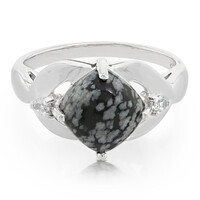 Bague en argent et Obsidienne Flocon-de-Neige