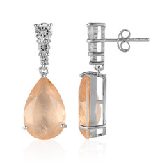 Boucles d'oreilles en argent et Quartz pêche pastel