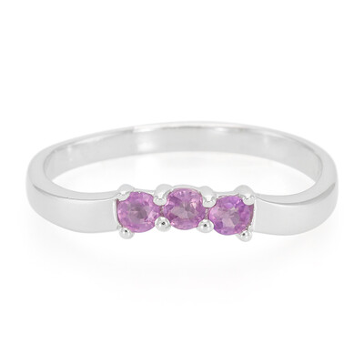 Bague en argent et Saphir pourpre de Ceylan non chauffé