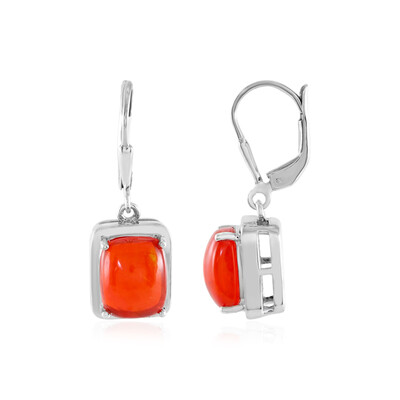 Boucles d'oreilles en argent et Opale rouge d'Éthiopie