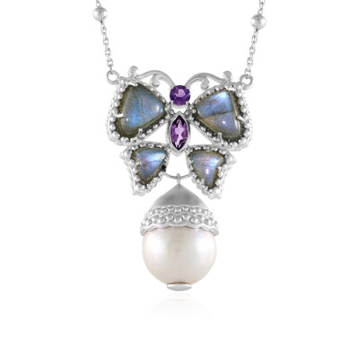 Collier en argent et Perle blanche de culture d'eau douce (Dallas Prince Designs)