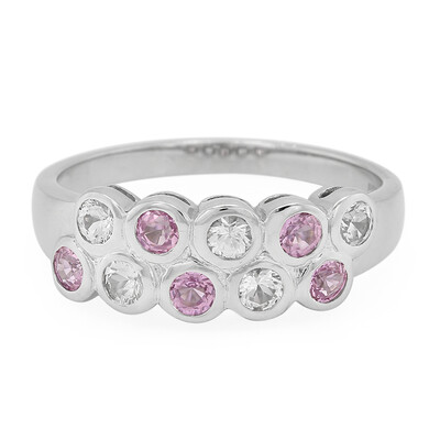 Bague en argent et Saphir rose de Ceylan