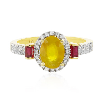 Bague en argent et Saphir jaune de Madagascar