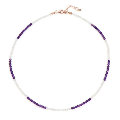 Collier en argent et Pierre de Lune arc-en-ciel