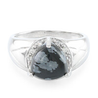 Bague pour homme en argent et Obsidienne Flocon-de-Neige