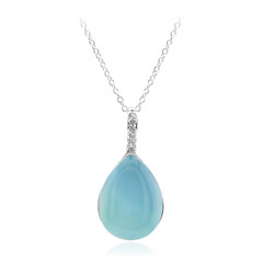 Collier en argent et Calcédoine d'eau
