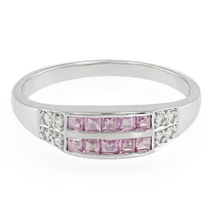 Bague en argent et Saphir rose de Ceylan