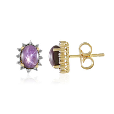 Boucles d'oreilles en argent et Rubis étoilé