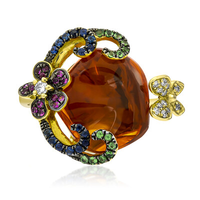 Bague en or et Opale de Feu du Mexique (AMAYANI)