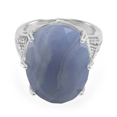 Bague en argent et Agate zonée bleue