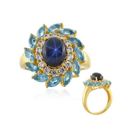 Bague en argent et Saphir étoilé bleu