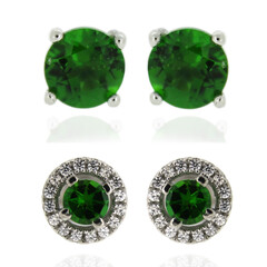 Boucles d'oreilles en argent et Diopside de Russie