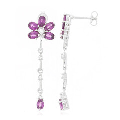 Boucles d'oreilles en argent et Grenat magenta