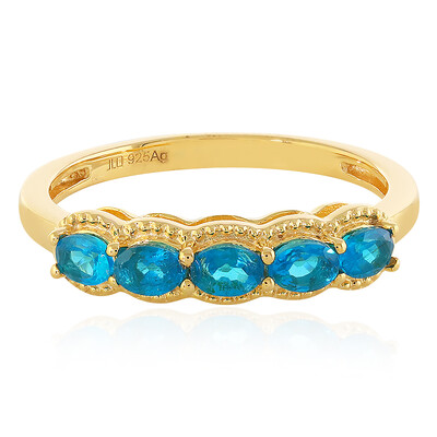 Bague en argent et Apatite bleu néon