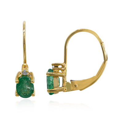 Boucles d'oreilles en or et Emeraude de Zambie AAA