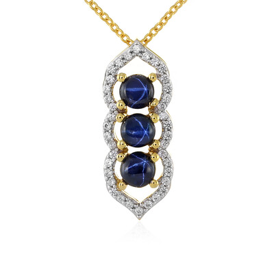 Collier en argent et Saphir étoilé bleu