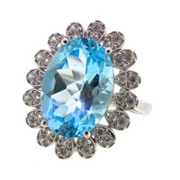 Bague en argent et Topaze bleu ciel