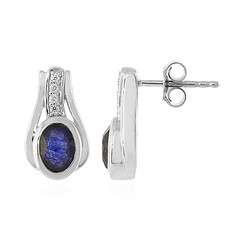 Boucles d'oreilles en argent et Saphir bleu de Madagascar