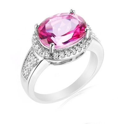 Bague en argent et Topaze rose