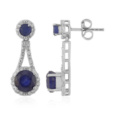 Boucles d'oreilles en argent et Saphir bleu de Madagascar