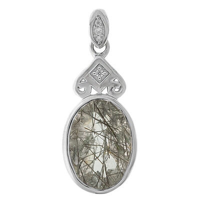 Pendentif en argent et Quartz rutile noir