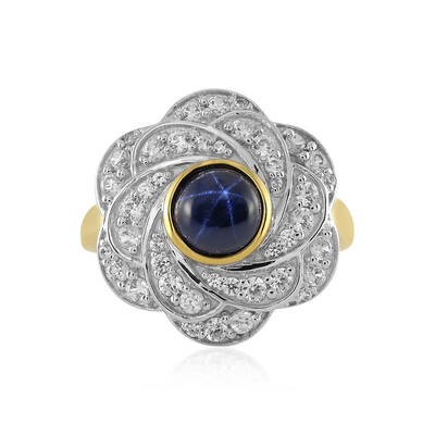 Bague en argent et Saphir étoilé bleu