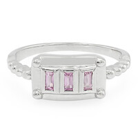 Bague en argent et Saphir rose de Ceylan