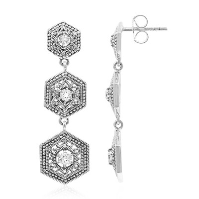 Boucles d'oreilles en argent et Topaze blanche