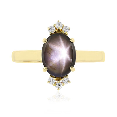 Bague en or et Saphir étoilé noir