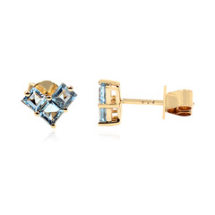 Boucles d'oreilles en or et Aigue-marine Ofiki