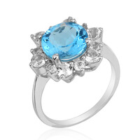 Bague en argent et Topaze bleu Suisse