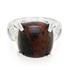 Bague en argent et Obsidienne acajou