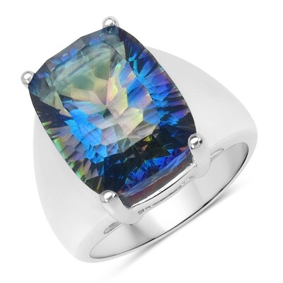 Bague en argent et Quartz mystique bleu