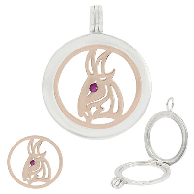 Pendentif en argent et Rubis Zodiaque capricorne